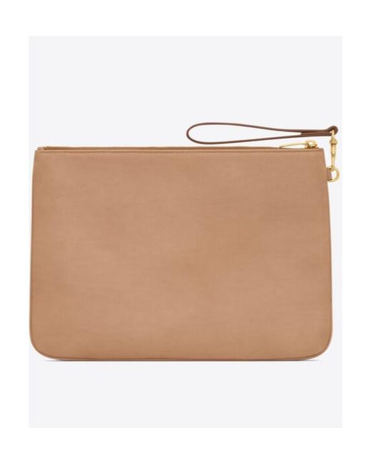 Saint Laurent Natural Rive Gauche Zip-Up Clutch Bag for men