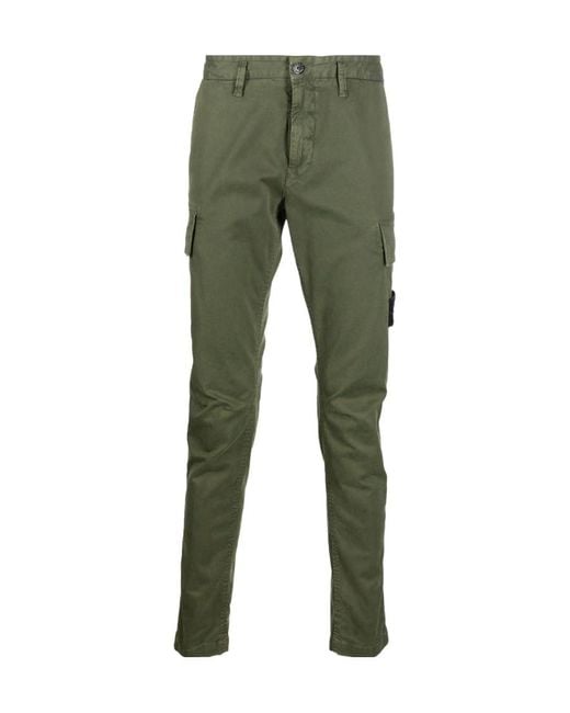 Stone Island Green Logo Details Tooling Casual Pants for men