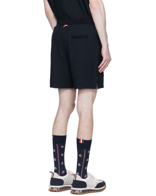 Thom Browne Blue University Stripe-Print Track Shorts for men