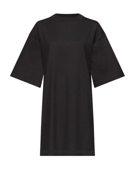 Loulou de Saison Black Ayaz Drop-Shoulder Mini Dress