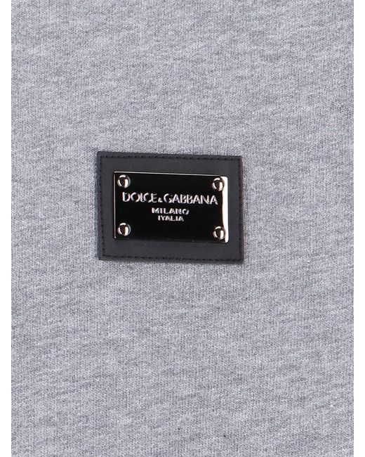 Dolce & Gabbana Gray Logo Plaque Crewneck Sweatshirt for men