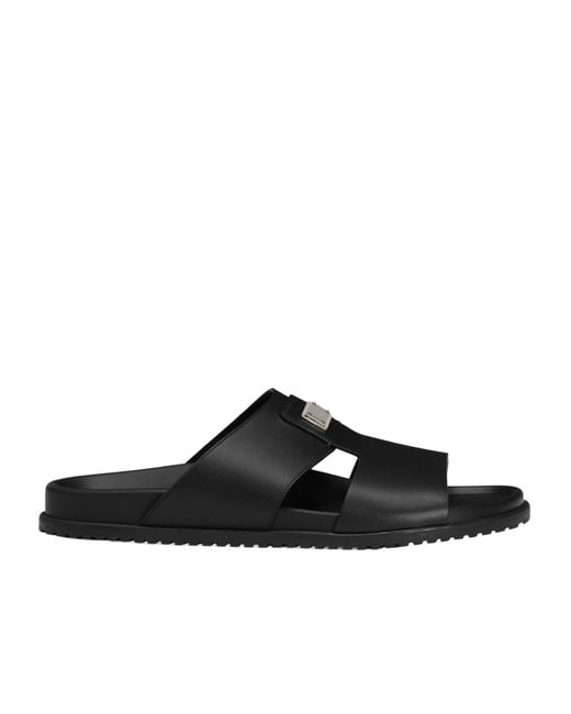 Dolce & Gabbana Black Logo Plaque Sandals for men