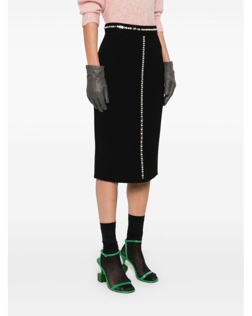 N°21 Black High Waist Embellished Midi Skirt