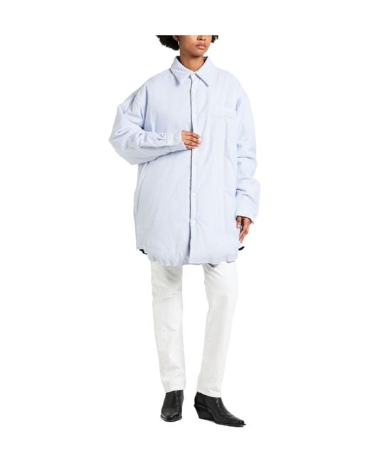 Maison Margiela Blue Fine-Striped Oversized Longline Shirt