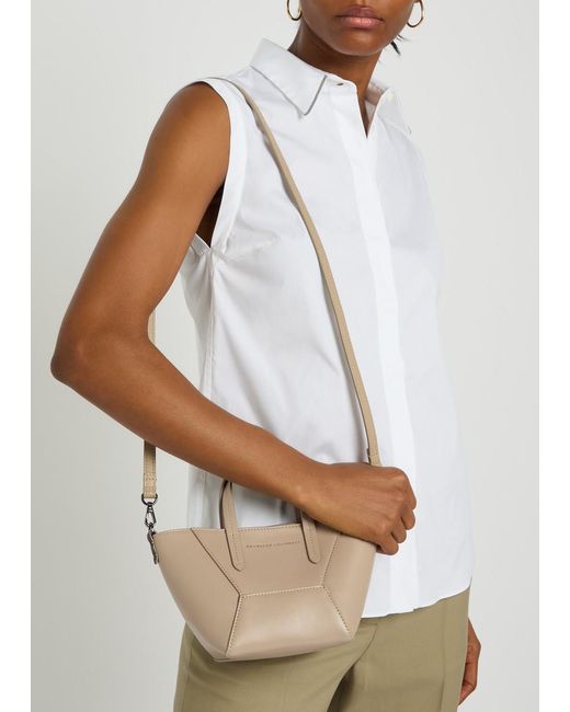 Brunello Cucinelli White Bead Mini Leather Tote Bag