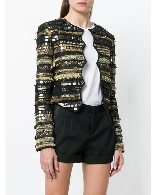 Saint Laurent Black Embroidered Fitted Jacket