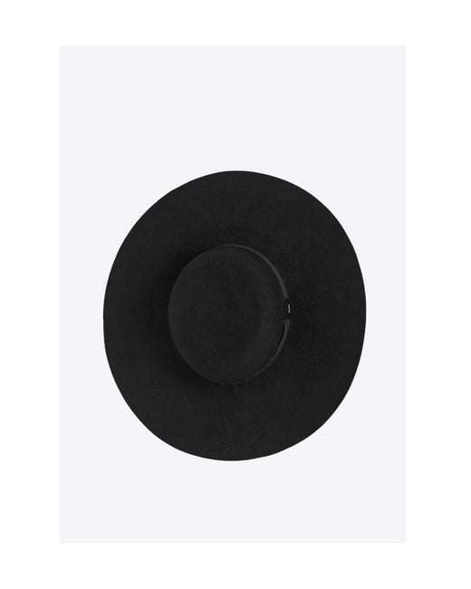 Saint Laurent Black Asymmetric Fedora Hat
