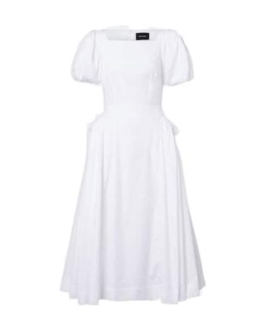 Simone Rocha White Puff-Sleeve Cotton Poplin Midi Dress
