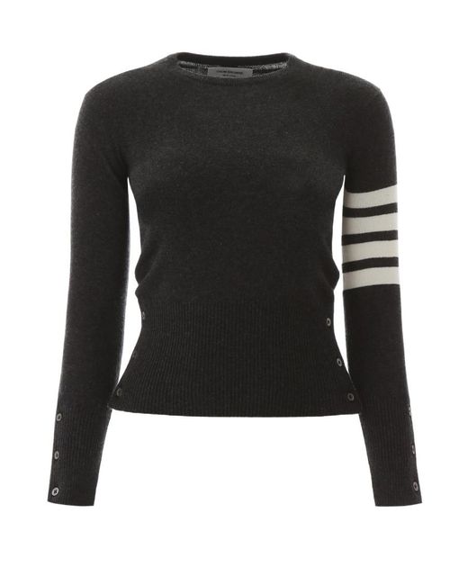 Thom Browne Black 4-Bar Crewneck Jumper
