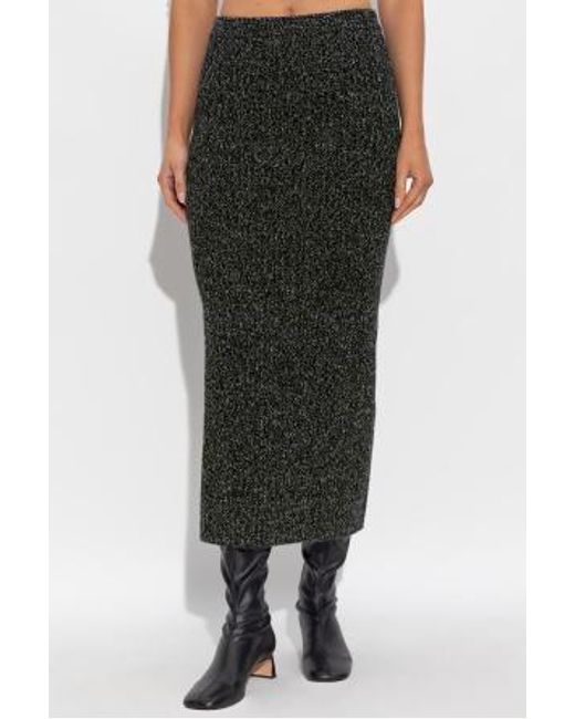 Max Mara Black Rodano Ribbed Lurex-Effect Midi Skirt