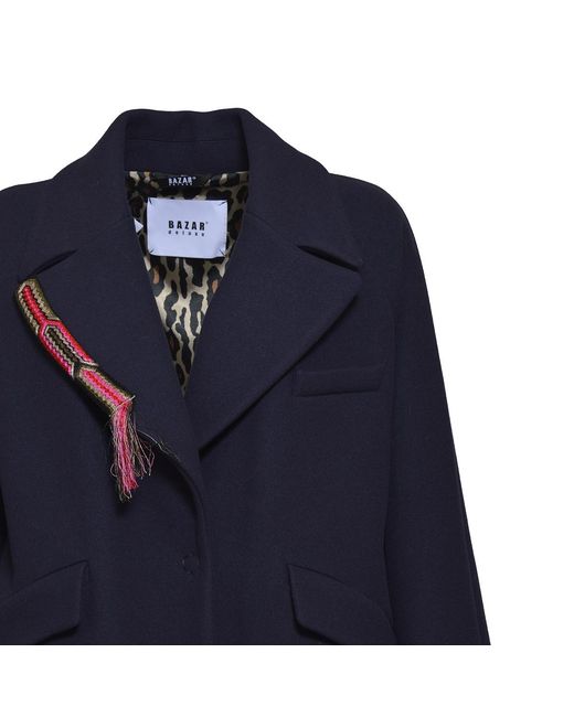 Bazar Deluxe Blue Collared Single-Breasted Coat