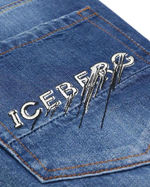 Iceberg Blue Straight Jeans for men