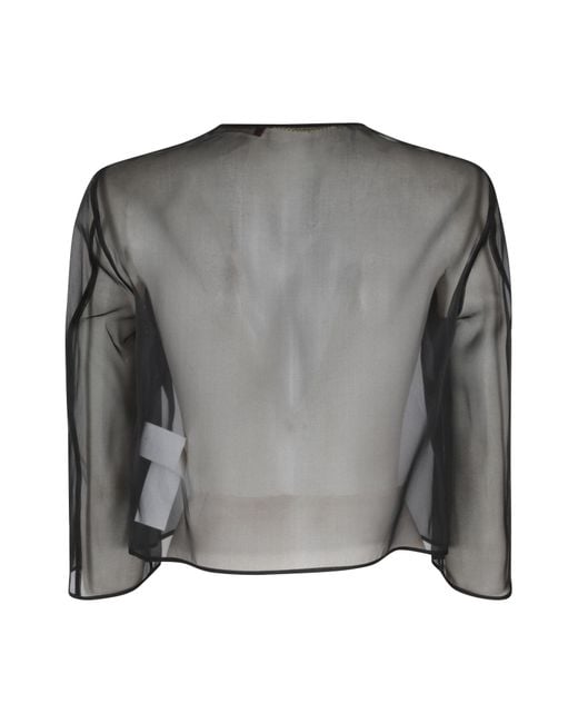 Max Mara Gray Studio Mseabitata Organza Cropped Jacket
