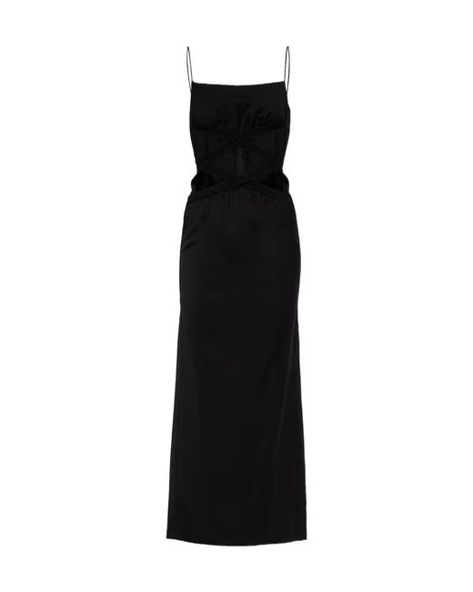 Christopher Esber Black Hollow-Out Slip Dress