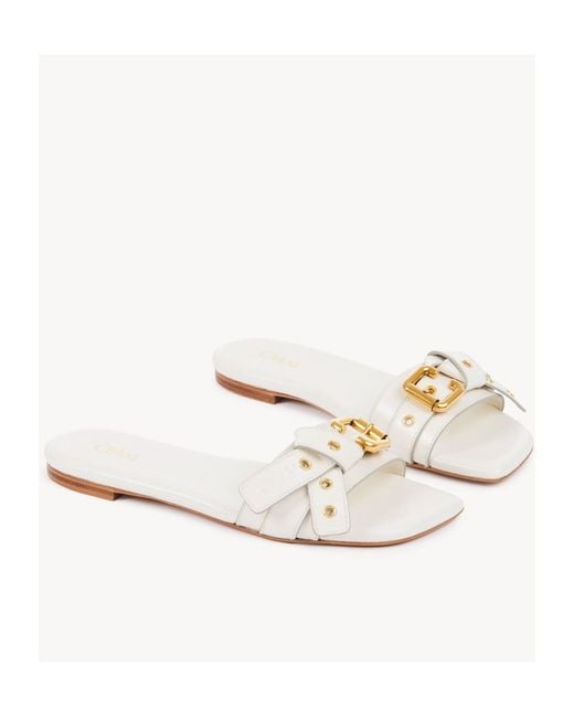 Chloé White Chloé Mae Knot-Detailed Slides