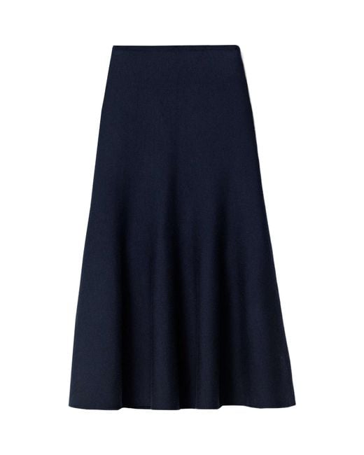 Khaite Blue Peplum-Hem Knitted Skirt