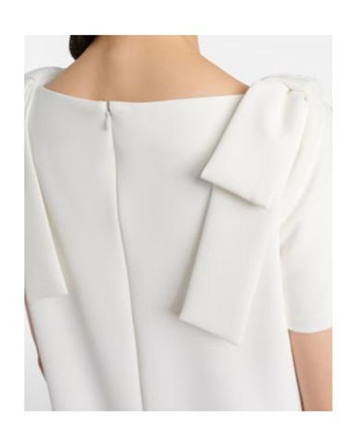 Carolina Herrera White Bow-Detail Floral Gown