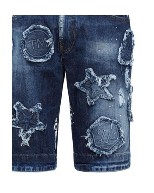 Philipp Plein Blue Logo Detail Shorts for men