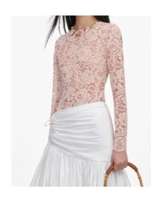 Self-Portrait Pink Floral Lace Bodysuit