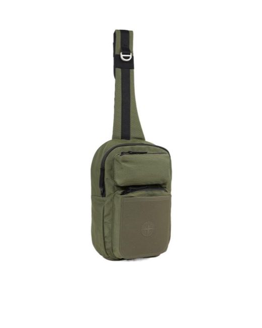 Stone Island Green Zip Patch Backpack for men