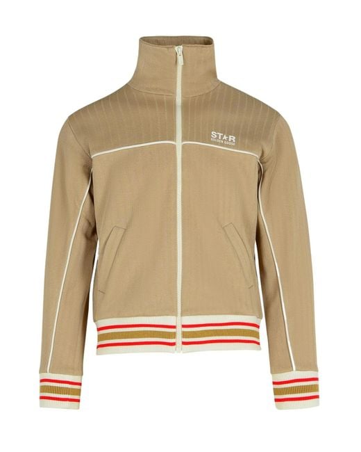 Golden Goose Deluxe Brand Natural Logo Printed Zipped Track Sweatshirt