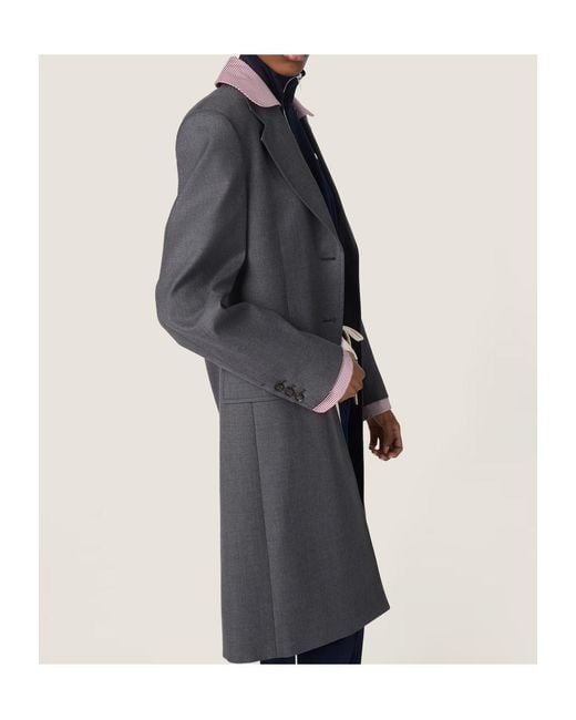 Miu Miu Gray Single-Breasted Gabardine Coat