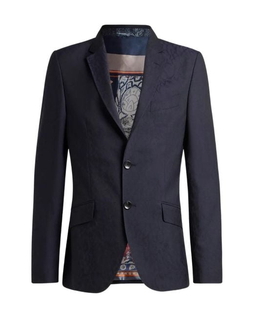 Etro Blue Long Sleeved Single Breasted Jacket for men