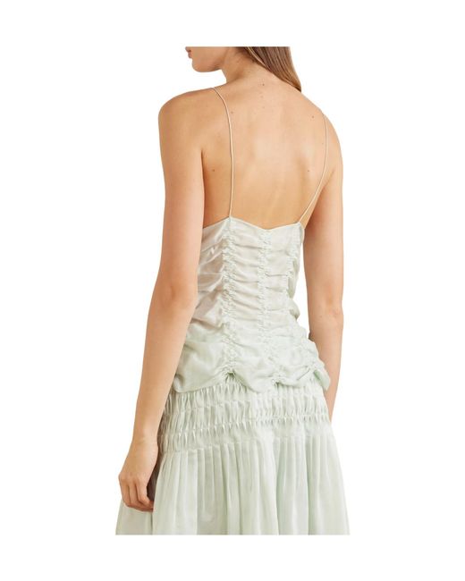 Khaite White Ruched Lyocell And Silk-Blend Tank