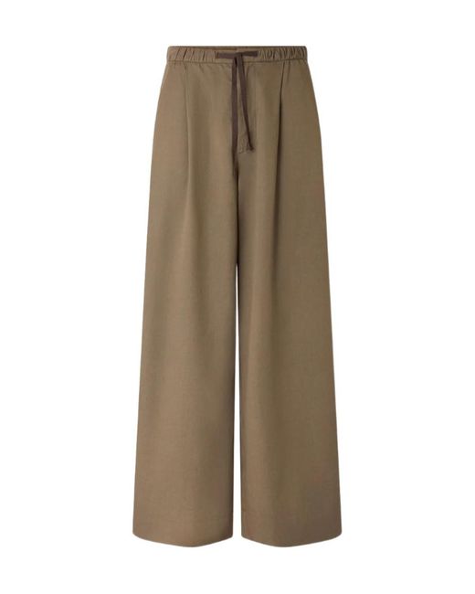 Soeur Natural Drawstring Pleated Palazzo Pants