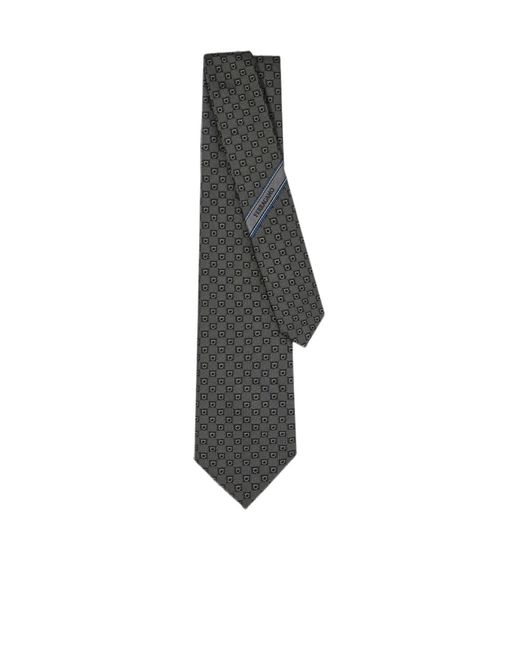 Ferragamo White Gancini Silk Jacquard Tie for men