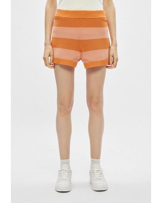 Lacoste Orange Striped Mesh Knit Shorts