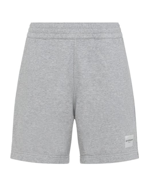 Givenchy Gray Paris Logo Patch Elastic Waist Shorts for men