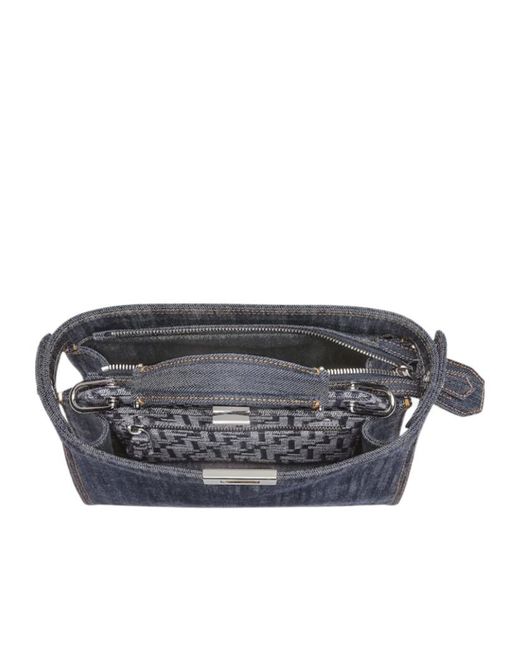Fendi Blue Peekaboo Iseeu Mini Denim Tote Bag for men