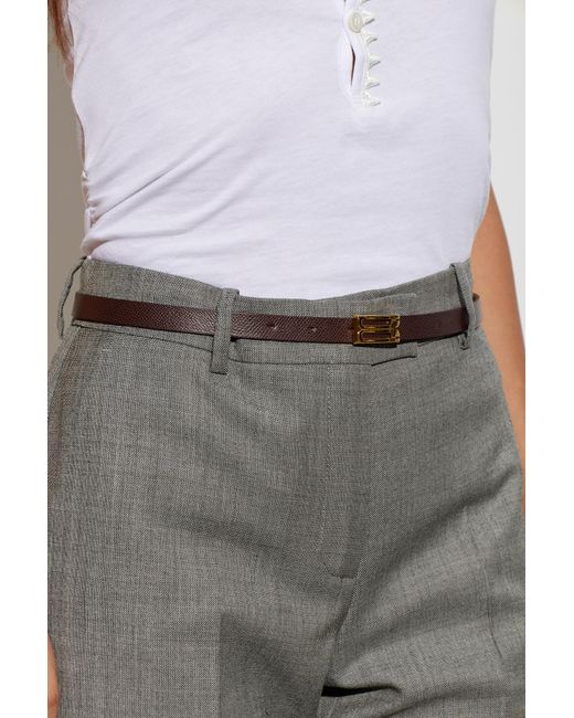 Victoria Beckham White Textured Logo Buckle Belt