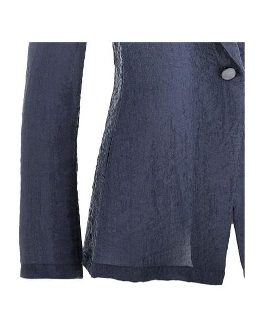 Emporio Armani Blue Single-Breasted Long-Sleeved Jacket