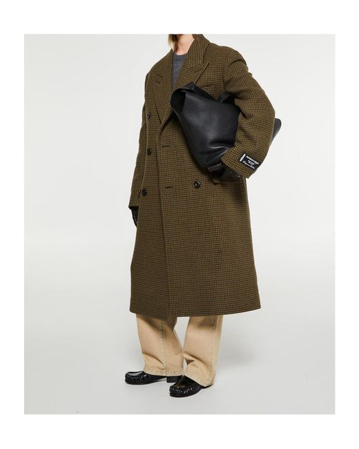 Acne Green Double Breasted Logo Patch Coat