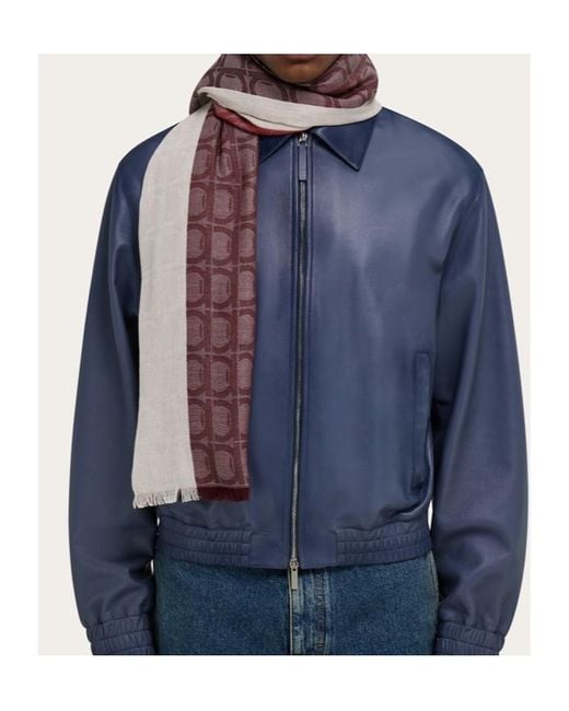Ferragamo Red Ferragamo Gancini Colourblock Frayed-Edge Scarf for men