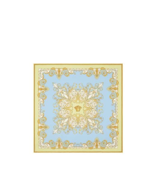 Versace Blue All Over Baroque Printed Scarf