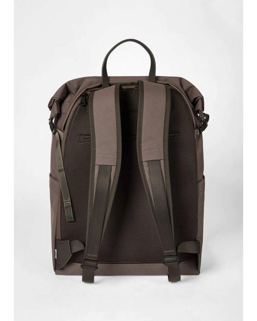 Paul Smith Brown Roll-Top Logo Backpack for men