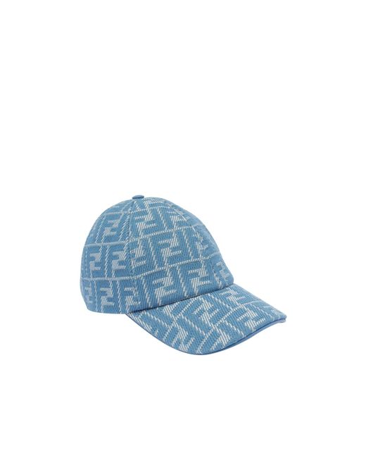 Fendi Blue Ff Jacquard Baseball Cap