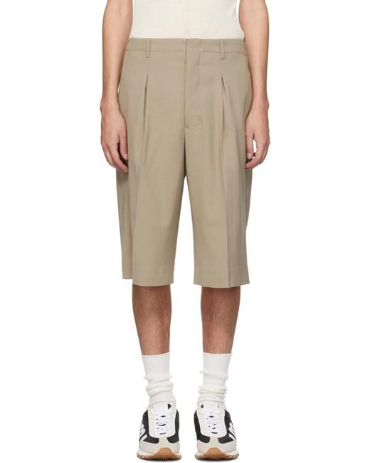 AMI Gray Ami Front Pleated Bermuda Shorts for men