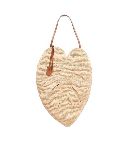 Staud White Light Heart-Shaped Straw Bag