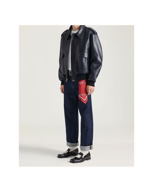 Givenchy Blue Logo Patch Wide-Leg Jeans for men