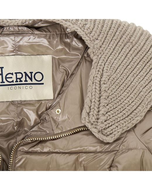 Herno Gray Logo Quilted Down Jacket