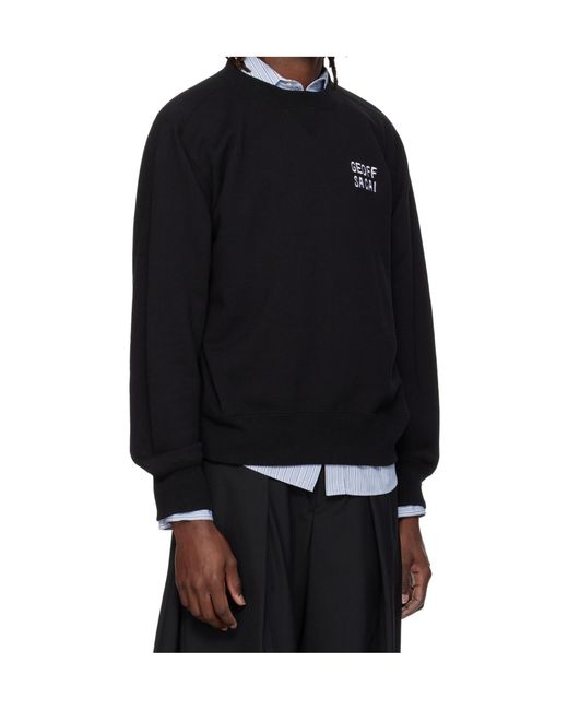 Sacai Black Embroidered Pullover Sweatshirt for men