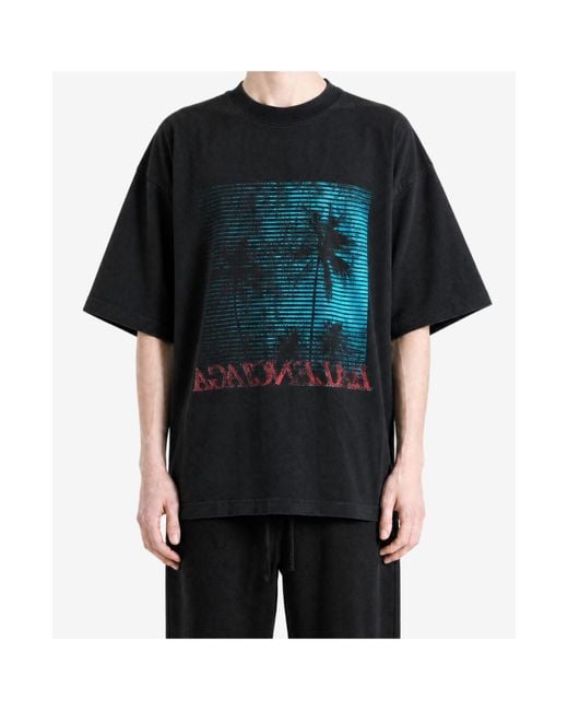 Balenciaga Black Graphic Printed Crewneck T-Shirt for men