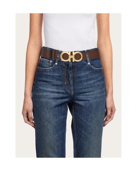 Ferragamo White Ferragamo Reversible Gancini Belt