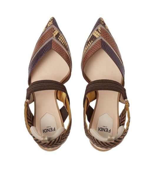 Fendi Metallic High-Heeled Mesh And Ayers Leather Slingbacks