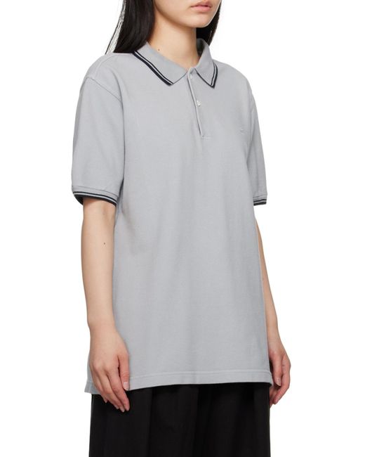 Maison Margiela Gray Logo Embroidered Polo Shirt