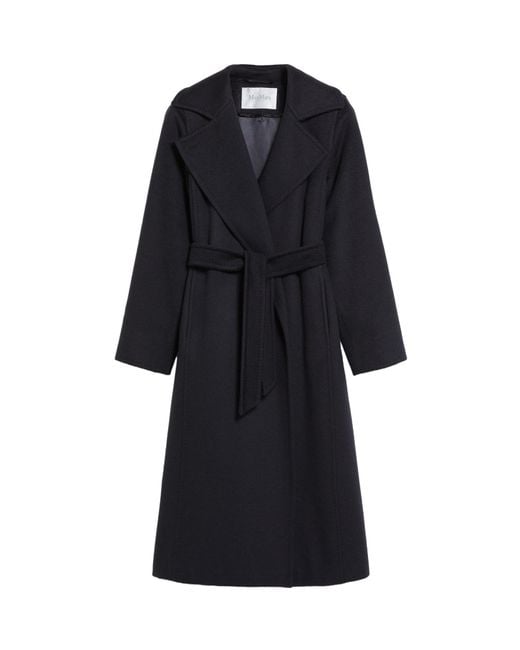 Max Mara Black Collared Belted Coat